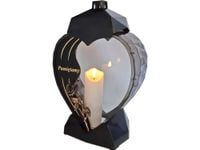 PAMIĘTAMY ZNICZ ZNICZE LAMPION NA GRÓB SERCE RÓŻA ZŁOTO+ŚWIECA LED BIAŁA