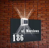 antracyt TABLICZKA ADRESOWA nierdzewna dibond oświetlony numer domu 30x20