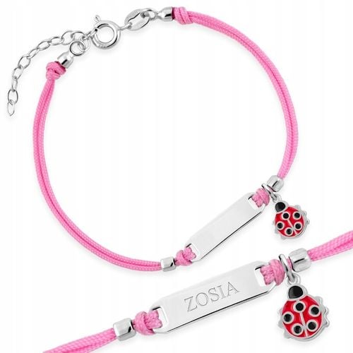 Bransoletka Srebrna 925 Biedronka z Grawerem Prezent na Chrzest dla Dziecka na Arena.pl