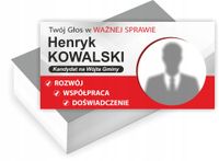 Wizytówki wyborcze 1000 sztuk KANDYDAT NA WÓJTA GMINY WYBORY PROJEKT GRATIS