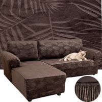 POKROWIEC NA NAROŻNIK KANAPĘ SOFĘ WELUR OEKO TEX PALMOWE LIŚCIE LEWY 3+2 OS