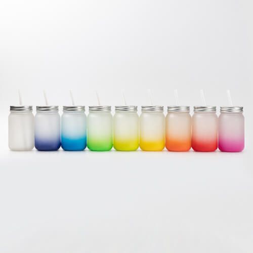 Kubek Mason Jar 450 ml szroniony bez uszka do sublimacji - błękitny gradient na Arena.pl