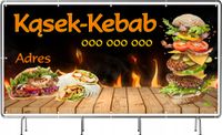 BANER REKLAMOWY siatka mesh 100x50cm gotowy projekt KEBAB FAST-FOOD REKLAMA