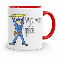 Kubek Czerwony Dla Elektryka Wyczuwam Napięcię Z Nadrukiem Ze Zdjęciem