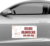 MAGNES na samochód MATA MAGNETYCZNA REKLAMA 30x60 CM USŁUGI KRAWIECKIE