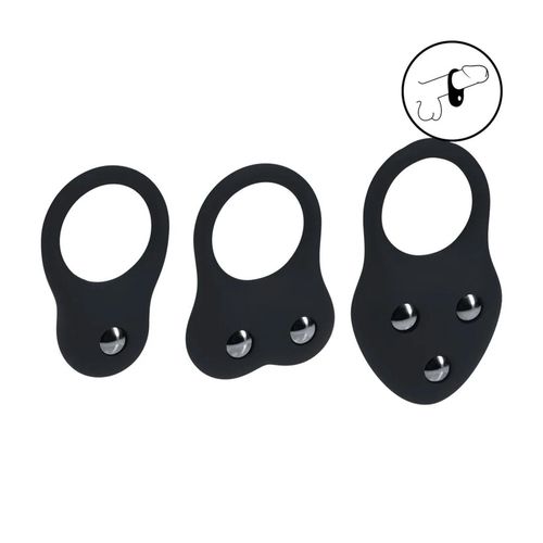 Silicone Training Cockring Set Of 3 - S/M/L - Black na Arena.pl