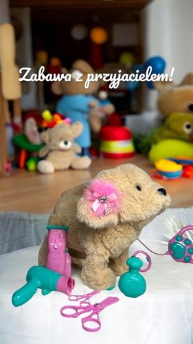 INTERAKTYWNY PIESEK PLUSZOWY NA SMYCZY CHODZĄCY SZCZEKAJĄCY N BATERIE XXL na Arena.pl