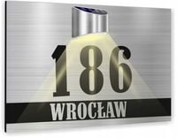 duża TABLICZKA ADRESOWA tablica srebrna numer domu 40x30 lampka solarna