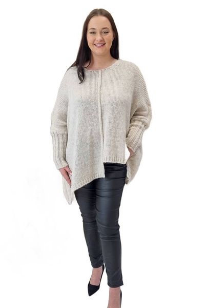 Asymetryczny Sweter Oversize Beżowy UNI zdjęcie 8