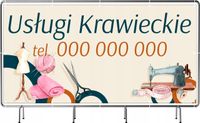 BANER REKLAMOWY 100x50cm plandeka duży wybór wzorów USŁUGI KRAWIECKIE