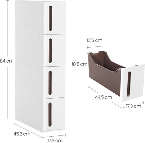 Szafka na kółkach biała wąska mobilna 4 szuflady łazienkowa na Arena.pl