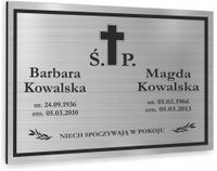 TABLICZKA NAGROBNA NAGROBKOWA ALUMINIOWA DIBOND UV srebrna złota 20x15 cm