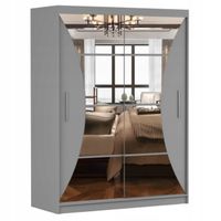 Szafa przesuwna GREENWICH 150x64 SZARY/SZARY+LUSTRO półki pojemna PRODUCENT