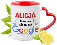 Dla Alicji Kubek Czerwony Z Uszkiem W Kształcie Serca Na Prezent