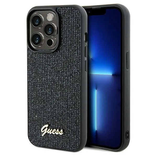 Etui Guess Disco Metal Script na iPhone 14 Pro - czarne zdjęcie 1