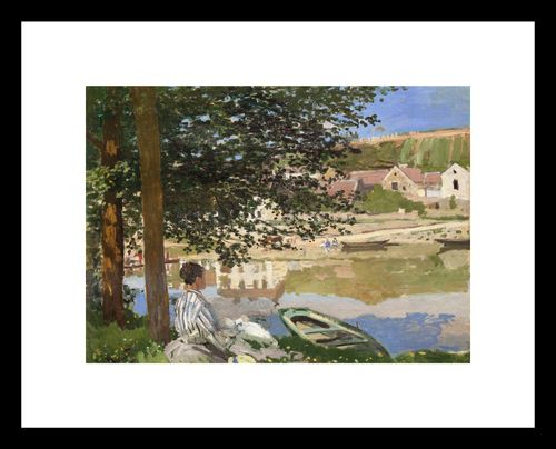 Plakat 18x13cm On the Bank of the Seine, Monet Vintage na Arena.pl