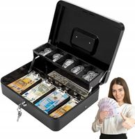 Metalowa Kasetka na Pieniądze Banknoty Bilon Monety Sejf Klucz Klucze