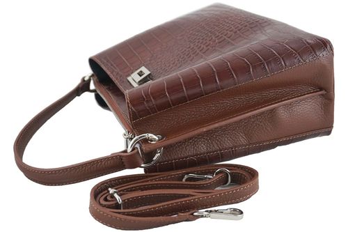 Modna torebka ze skóry CROCO - Brązowa na Arena.pl