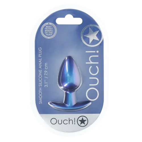 smooth silicone anal plug - medium - 3.1 / 7,9 cm - metallic blue na Arena.pl