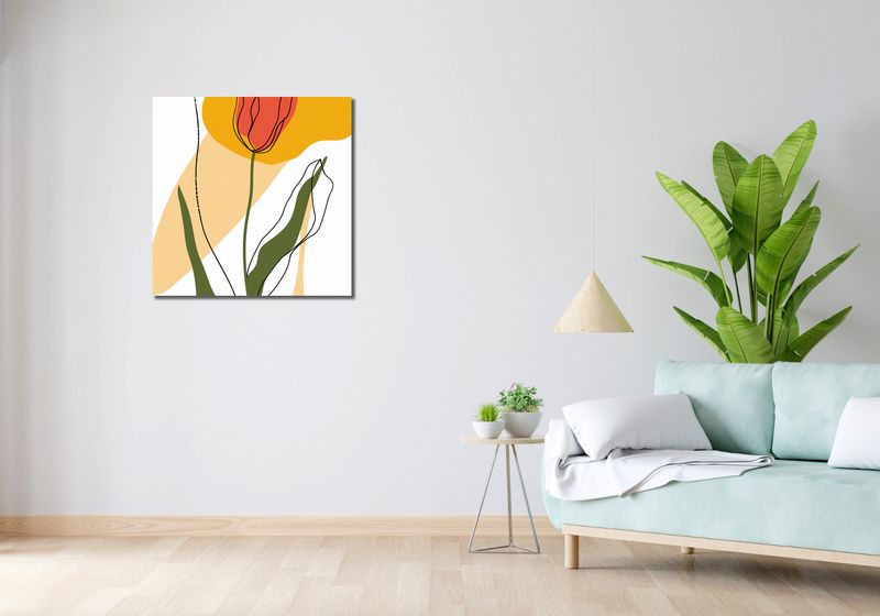 Obraz 70x70cm Przerysowany Tulipan zdjęcie 2
