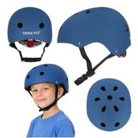 Kask Dziecięcy na Rower Hulajnogę Rozmiar S 48-54 cm Granatowy z Lampką LED