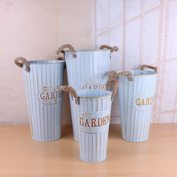 Vintage Doniczka doniczka - Wiadro - METALOWA - Idealna Do Domu I Ogrodu Biały Extra Rozmiar zdjęcie 5