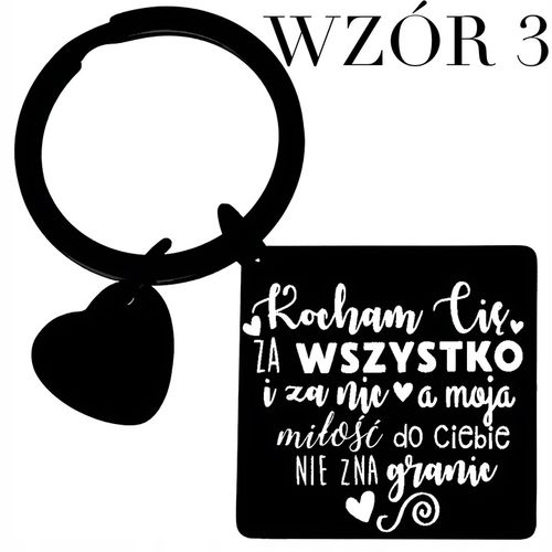 Brelok do kluczy z grawerem PREZENT na WALENTYNKI stal 316L czarny BLINGART na Arena.pl