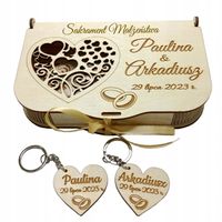 Pamiątka Ślub ślubna pudełko pieniądze breloczki na kopertę z breloczkami