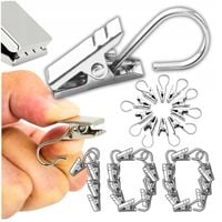 ŻABKI METALOWE do firan z haczykiem 100X firanek zasłon karniszy uchwyt