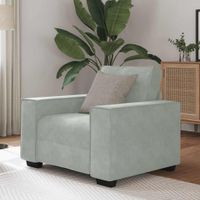Sofa Fotel Jasnoszary 59 cm Aksamit