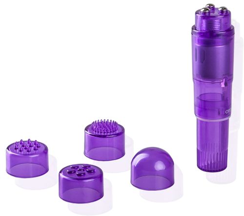 SUPER MASAŻER DO CIPKI I ŁECHTACZKI 4 KOŃCÓWKI FIOLET na Arena.pl