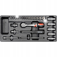 YATO WKŁAD DO SZUFLADY SZAFKI ZESTAW NASADEK 1/4" 25el GRZECHOTKA YT-5541
