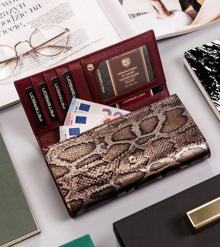 lakierowany portfel na karty z wężowym wzorem - peterson na Arena.pl