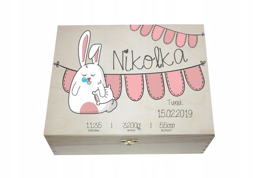 PUDEŁKO WSPOMNIEŃ PREZENT na CHRZEST ROCZEK nadruk UV z metryczką na Arena.pl