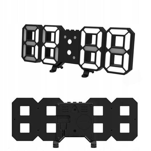 ZEGAR ELEKTRONICZNY WYŚWIETLACZ LED BUDZIK TERMOMETR ALARM DATA CZARNY na Arena.pl