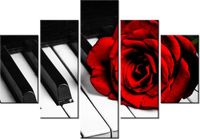 70 100CM OBRAZ 5 ELEM RÓŻA FORTEPIANIE DRUK PŁÓTNO