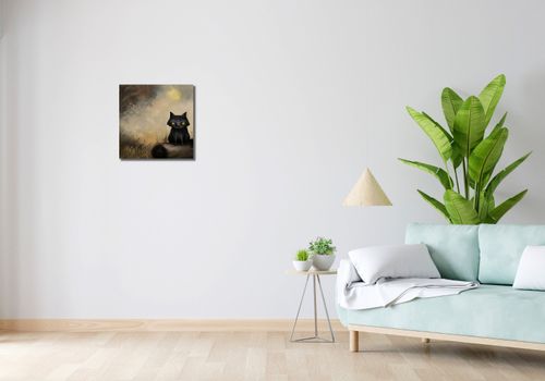 Obraz 40x40cm Czarny Kot na Arena.pl