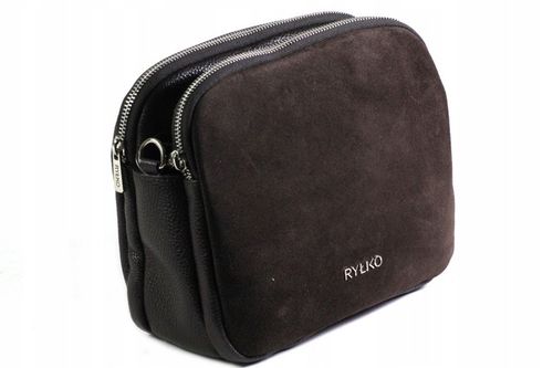 Ryłko Mała brązowa torebka damska elegancka ładna z łączonych skór na Arena.pl