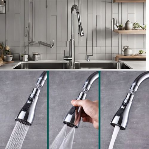 PRZEDŁUŻACZ KRANU KUCHENNEGO AERATOR ADAPTER PERLATOR 3 FUNKCJE 360 SREBRNY na Arena.pl