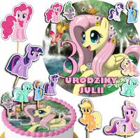 ZESTAW OPŁATEK NA TORT 20CM + TOPPERY PAPIEROWE - MY LITTLE PONY 15CM 18CM
