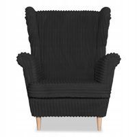 Fotel uszak Rene skandynawski Family Meble czarny sztruks paski modny