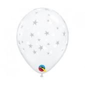 balony przeźroczyste w białe gwiazdki 5"/100 szt.