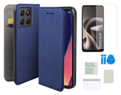 Etui z klapką do MOTOROLA MOTO G37 case niebieski + folia ochronna na ekran