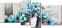 120CM 55 OBRAZ 4 ELEM MAGNOLIE NIEBIESKICH KOLORACH ŚCIENNY