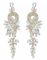 Kolczyki długie złote łezki kryształki eleganckie wiszące cyrkonia ślubne