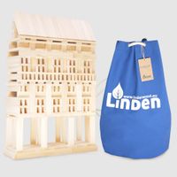 Zestaw 400 szt. drewnianych klocków Linden w worku żeglarskim HANDMADE