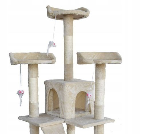 Wysoki Drapak dla Kota Drzewko 170cm Domek Beż na Arena.pl
