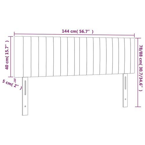 Zagłówek do łóżka z LED, jasnoszary, 144x5x78/88 cm, aksamit na Arena.pl