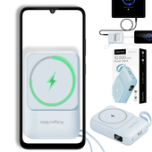 POWER BANK indukcyjny Kruger&Matz 10000 mAh magnetyczny z kablem niebieski