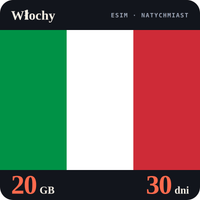 Karta eSIM Internet Włochy 20 GB na 30 dni - bez rejestracji